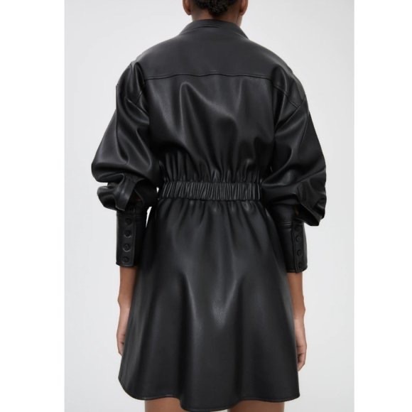 Zara black button-down leather dress US small - Picture 5 of 12